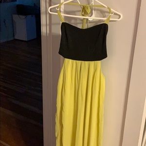 Floor length yellow and black dress